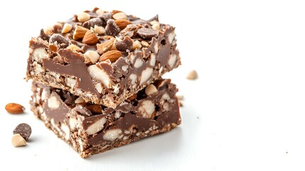 Homemade Rocky Road Bars on a white background