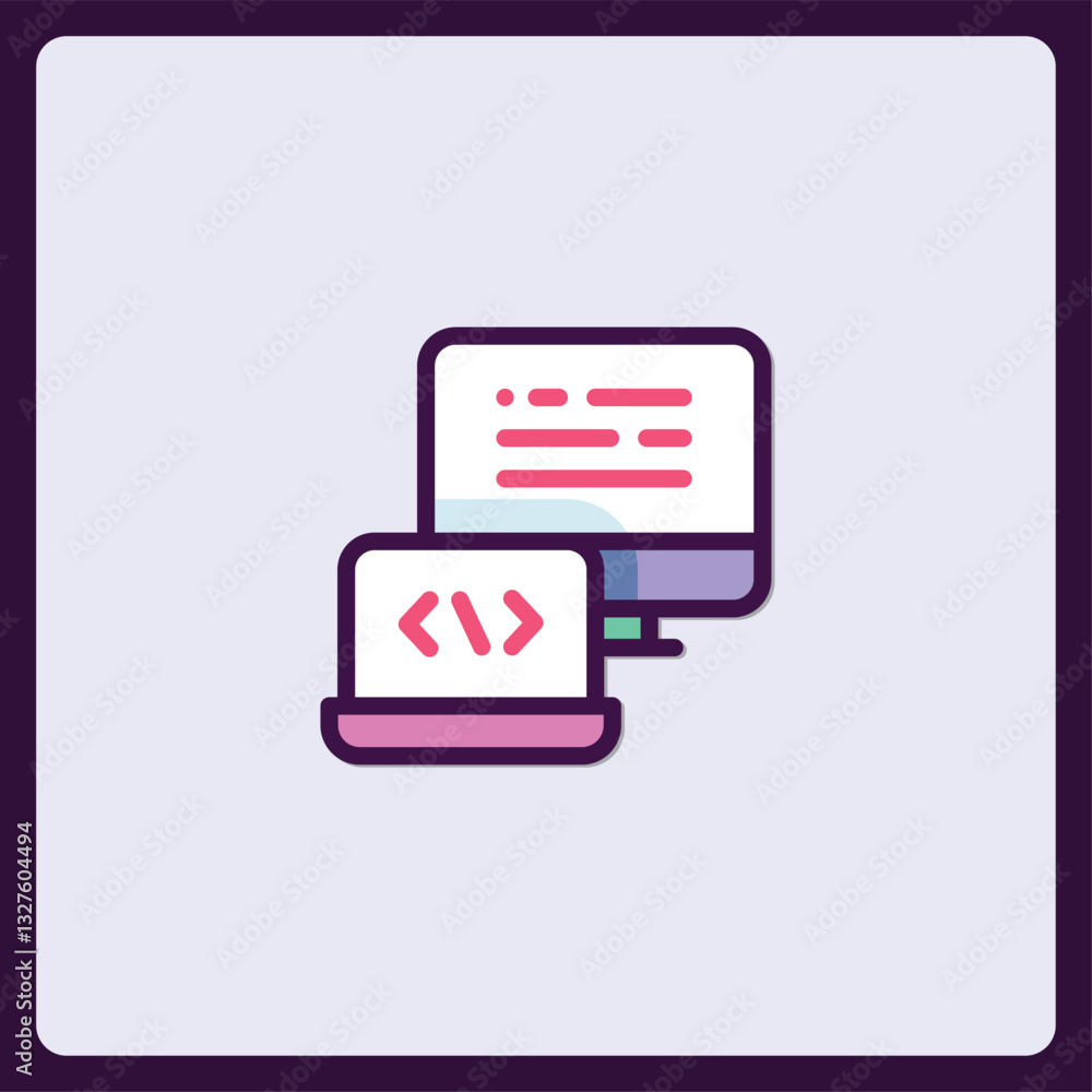 Poster Dual Screen Coding Icon Representing Software Development Process