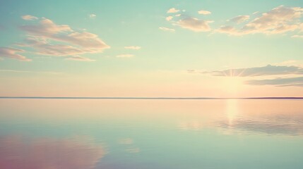 Obraz premium Calm water reflects the sky. Background sunrise