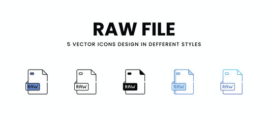Raw File vector icons set stock illustration