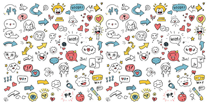Line movement comic element comic elements featuring dynamic line movements and expressive cartoon-style marks serve as decorative icons. These hand-drawn, charming doodle lines include arrows, hearts
