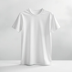 Blank white t-shirt standing on white background, perfect for mockup