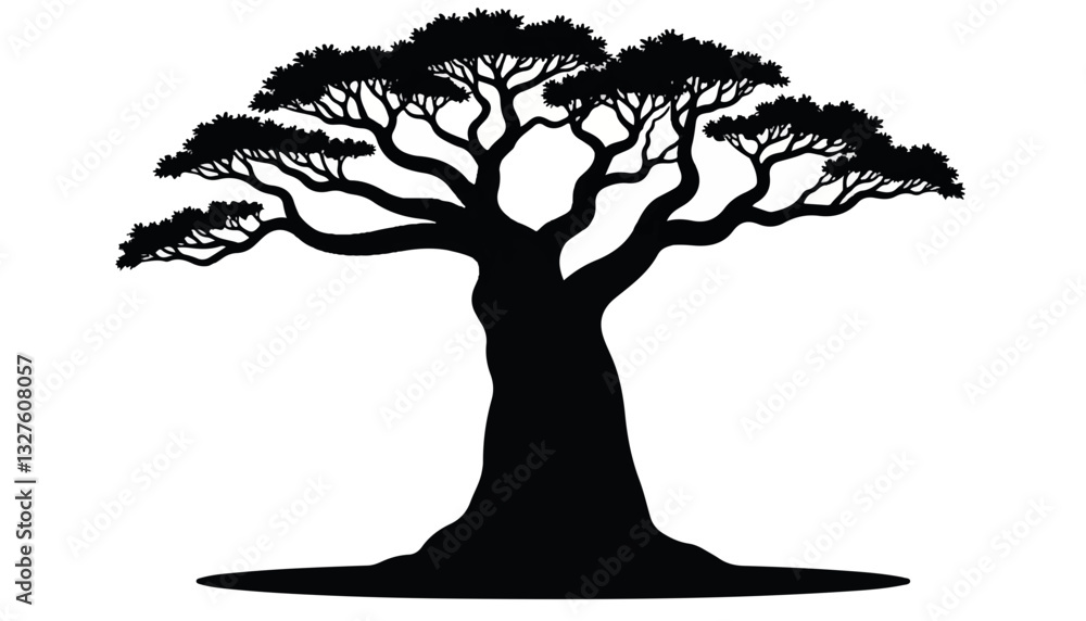Poster Silhouette of an ancient tree with intricate branches
