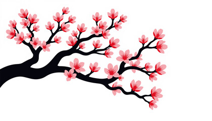 Naklejka premium Cherry blossom branch against white background