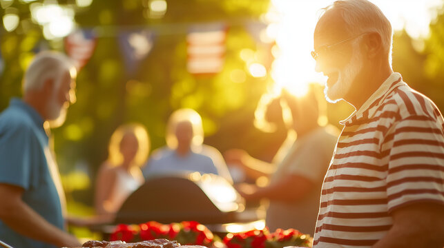 Memorial Day BBQ gathering with veterans sharing stories