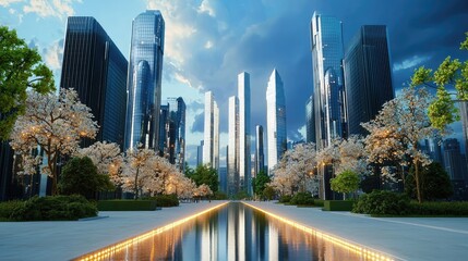 Fototapeta premium Construction of a modern city with glowing AI-driven digital connections.