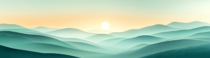 Fototapeta premium Soft morning light illuminating serene turquoise waves that ripple gently, creating a peaceful oceanic atmosphere