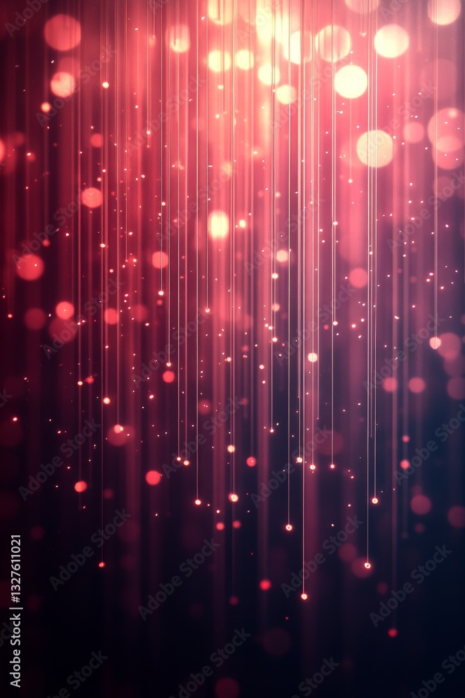 Poster an enchanting cosmic panorama displaying rich red and purple colors, accompanied by sparkling stars 