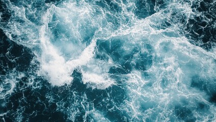 Ocean waves, top-down view, rough sea