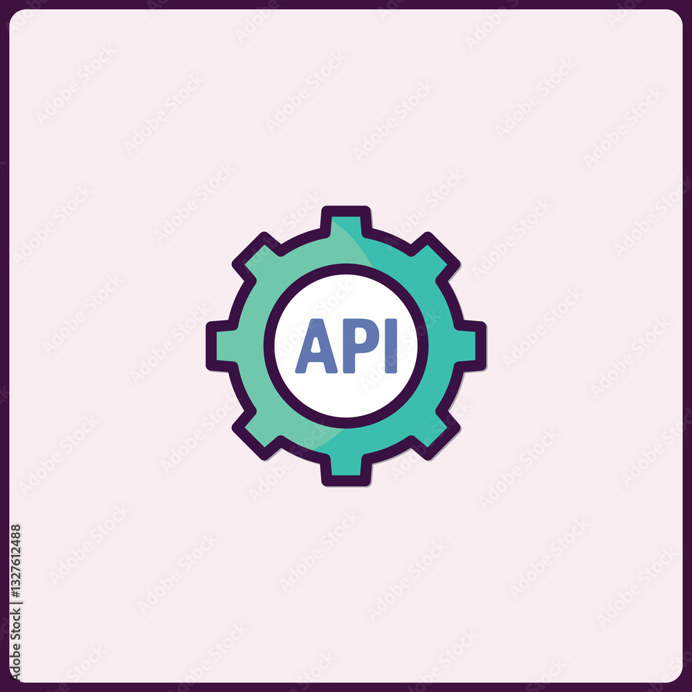 Aufkleber application programming interface depicted as gear for software interaction