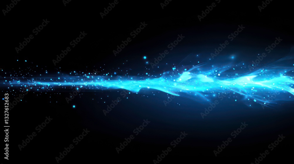 Wall mural a vibrant blue light burst radiating with dynamic energy streaks and cosmic particles, symbolizing s