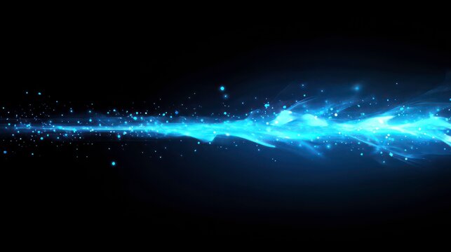 A vibrant blue light burst radiating with dynamic energy streaks and cosmic particles, symbolizing speed and futuristic design