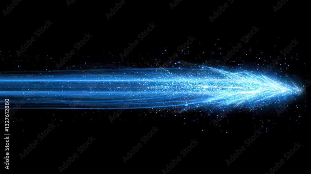 Wall mural a vibrant blue light burst radiating with dynamic energy streaks and cosmic particles, symbolizing s