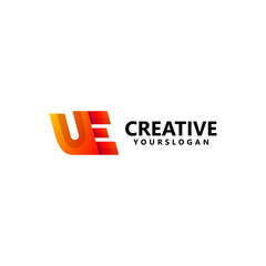 letter u e  colorful logo design