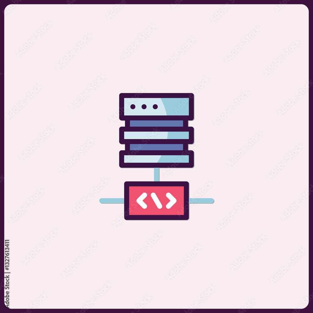Poster structured data flow depiction with server and code icon representation