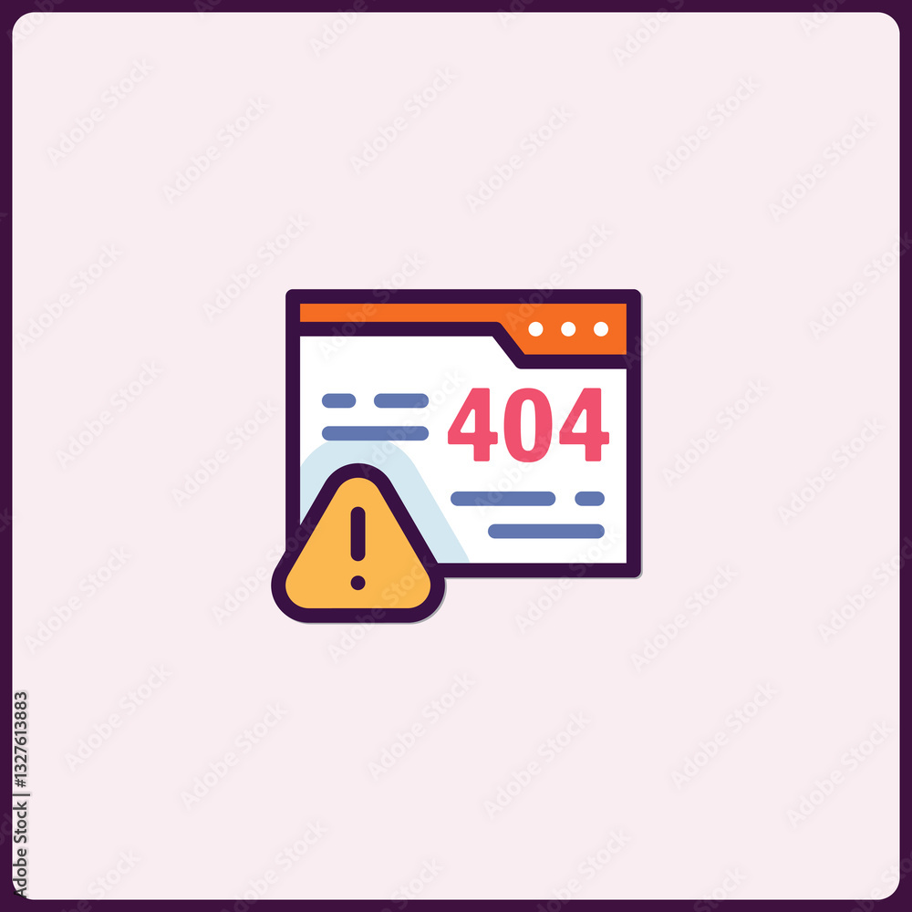 Poster stylized representation of a 404 error with warning sign on a browser window