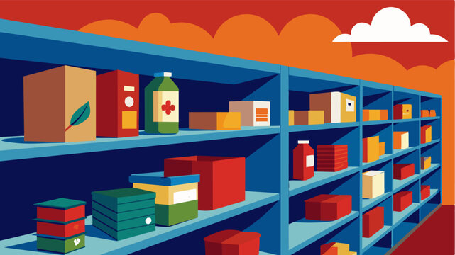 The once full shelves that served as a beacon of hope for those in need now stood barren highlighting the urgent need for action and assistance in fighting food insecurity.. Vector illustration