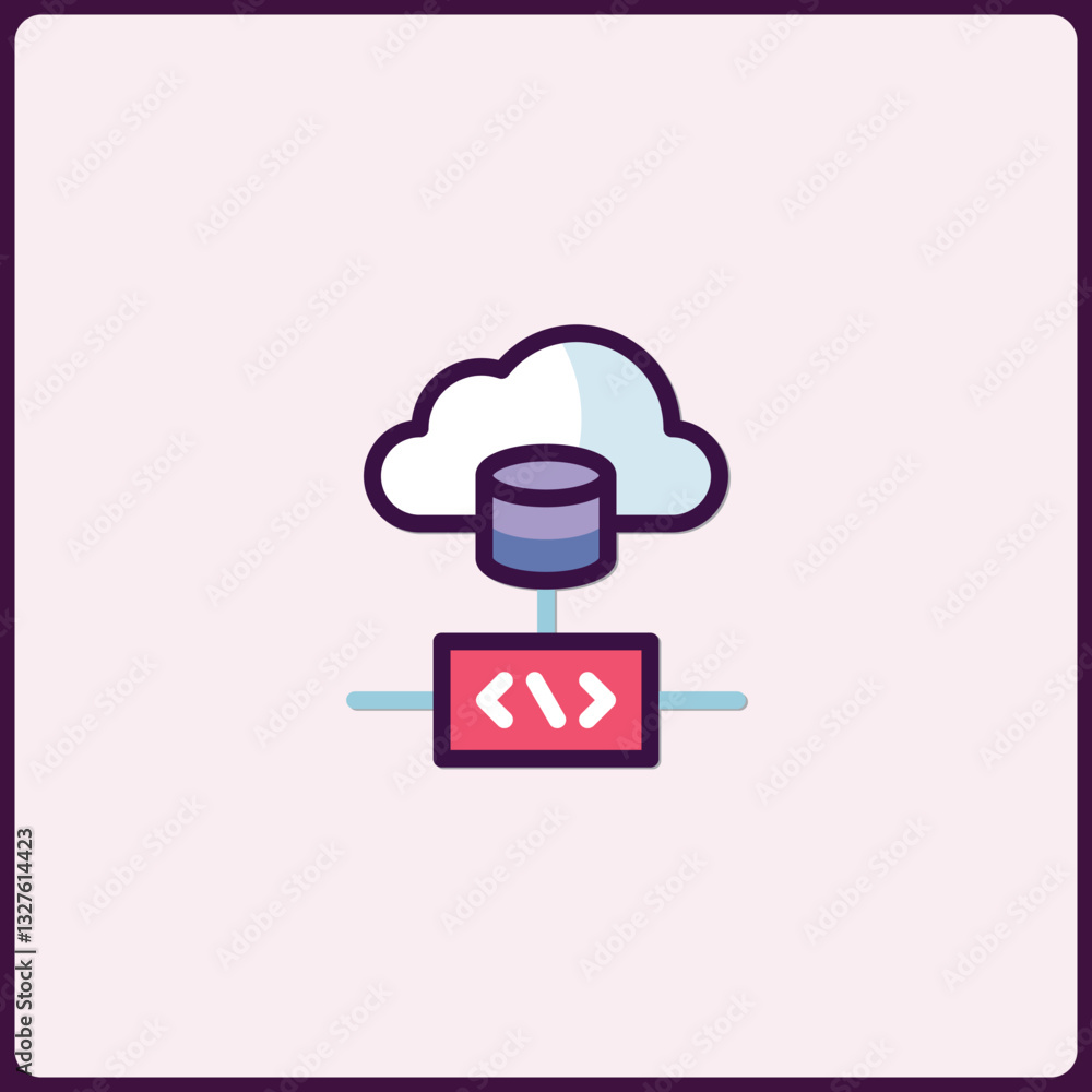 Poster Abstract conceptual cloud data icon representing connection, coding, database