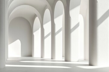 白いアーチが美しい現代的な室内空間の光と影が交差する場所