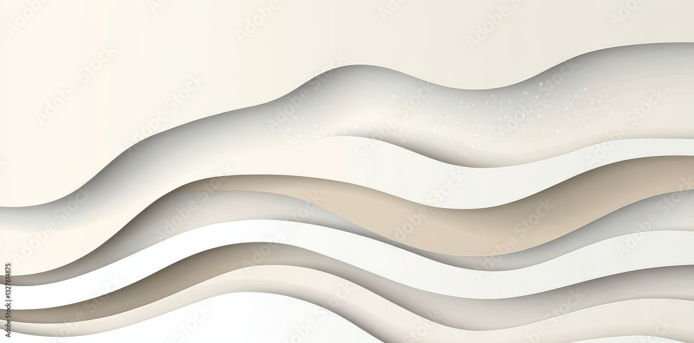Poster a serene and sophisticated abstract design showcasing smooth, flowing waves in warm beige tones, cre