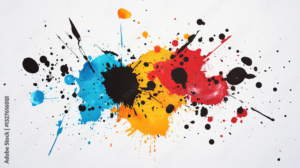 Poster vector set of ink splashes blots splatter collection grunge design element and art messy backdrop co