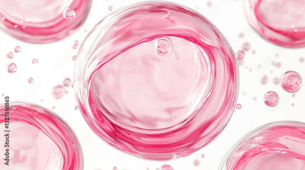 Poster an energetic abstract background with pink and white circular designs layered on top of each other, 