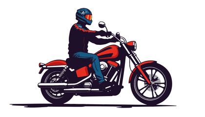 Motorcyclist riding red motorcycle