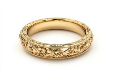 Gold filigree wedding band