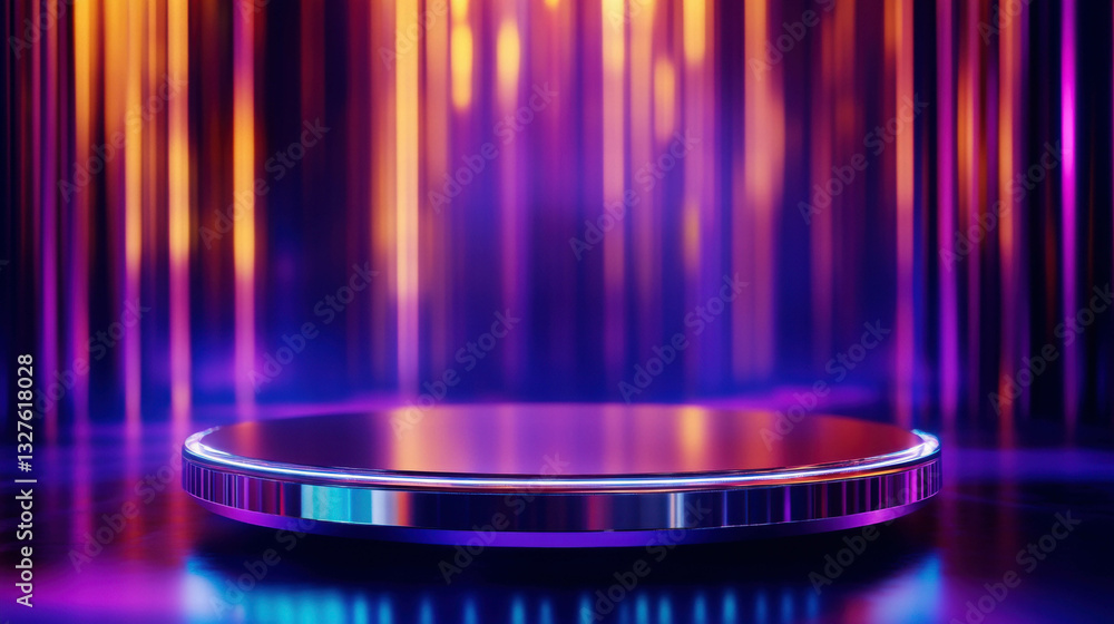 Poster vibrant abstract background with futuristic podium for display design