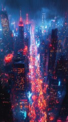Fototapeta premium Sunset Painting City Skyline Water Reflections high resolution hd wallpaper