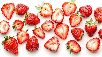 Slices of fresh ripe strawberries isolated