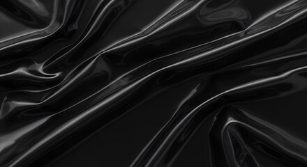 Obraz premium Luxurious Black Silk Drapes Softly. AI Generated