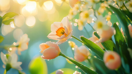 Fototapeta premium Close-Up of Colorful Spring Blossoms