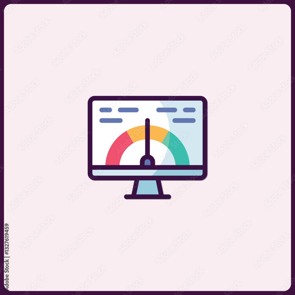 Poster Monitor display speed gauge for internet connection performance indicator