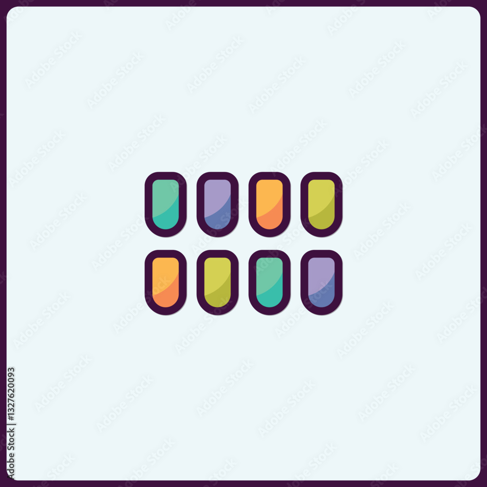Poster geometric arrangement of colorful pill shapes for interface design use
