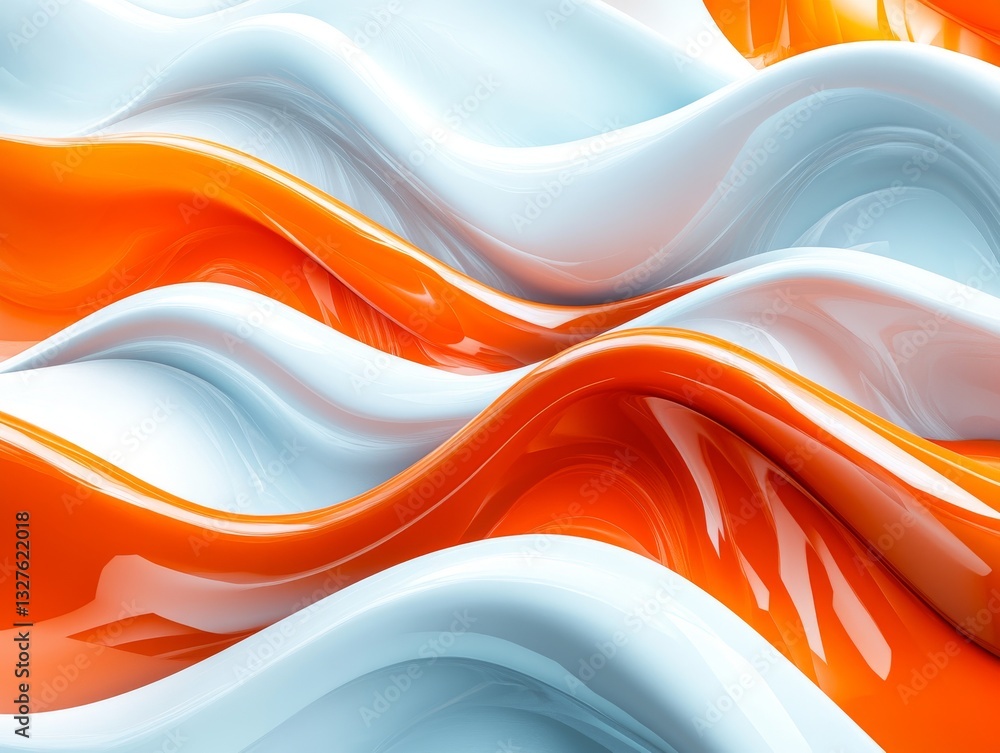 Poster an abstract texture in gentle cream and warm orange hues, with wavy patterns that create a dynamic a