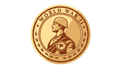 World War II soldier emblem in gold circle