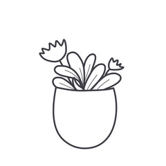 Minimalist Line Drawing of Potted Plant