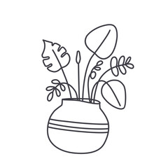 Line Art Illustration of Potted Plants
