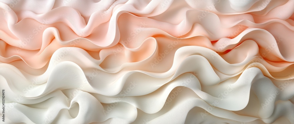 Poster a spellbinding cascade of delicate, celestial fabric in tones of orange and white, generating a drea
