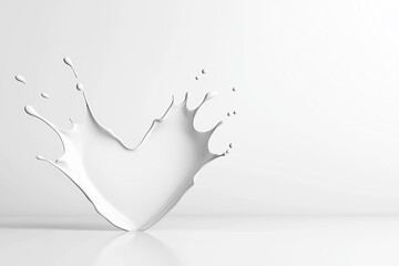 Splash of white liquid creates heart shape highlighting dynamic movement and fluidity in minimalist environment, copy space