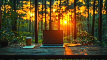 Sunset forest workspace