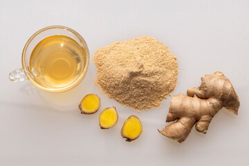 Hot organic ginger root tea - Zingiber officinale.