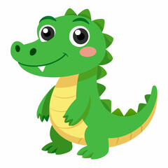 Fototapeta premium cute green cartoon alligator standing and smiling happily