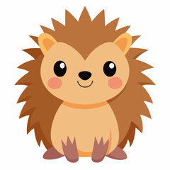Fototapeta premium a cute and friendly hedgehog character sitting, it has a smiling face and spiky brown fur