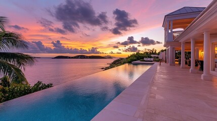 Of a Private oceanfront villa with an elegant infinity pool and breathtaking sunset views