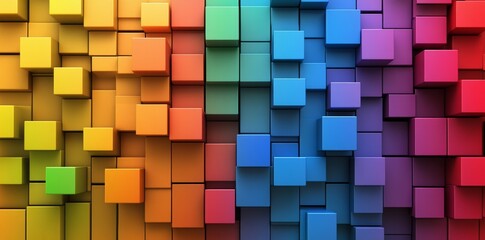 Fototapeta premium A lively abstract backdrop showcasing a color gradient from red to blue, with overlapping rectangular panels that produce a dynamic and contemporary visual impact