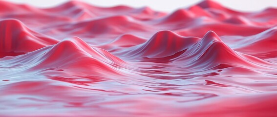 A captivating scene featuring rolling red mountains adorned with complex wave-like designs, fostering a surreal and serene ambiance that brings a feeling of peace