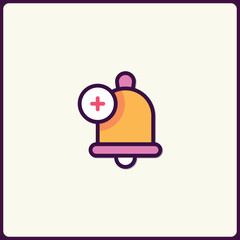 Charming Bell Icon Illustration with Plus Sign for Notifications and Alerts