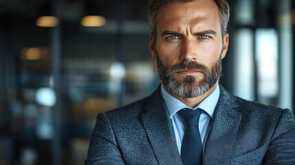 Fototapeta premium Serious businessman in office